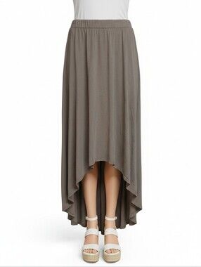 LA Made Pima Cotton High Low Maxi Skirt Size Small Taupe